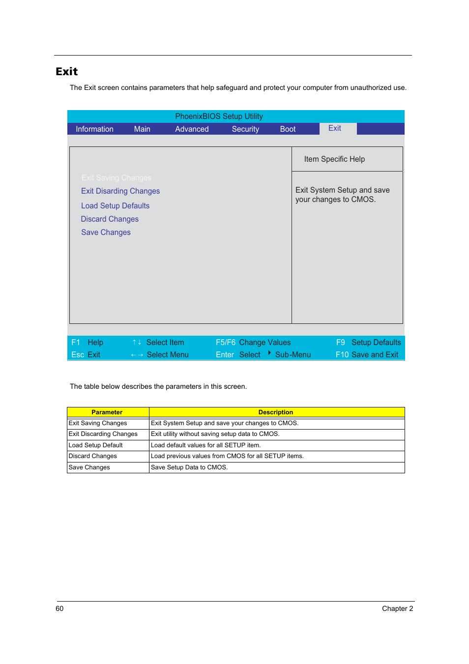 Exit | Acer 3250 User Manual | Page 68 / 124