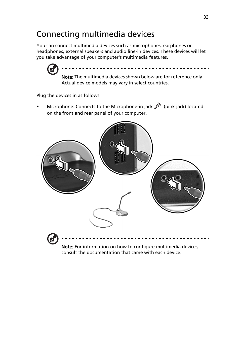 Connecting multimedia devices | Acer 6800 Series User Manual | Page 39 / 96