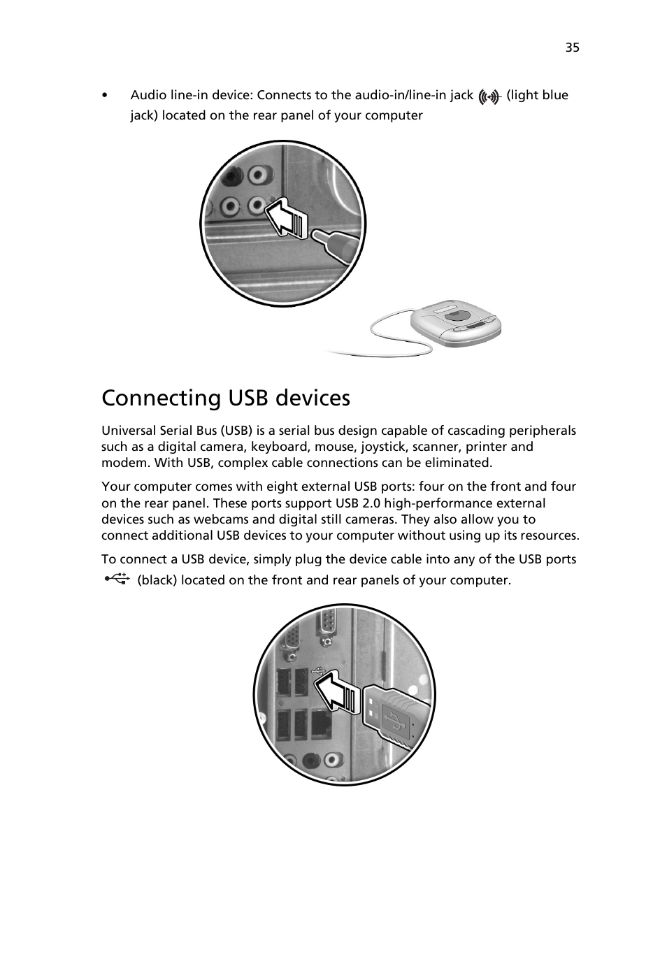 Connecting usb devices | Acer 6800 Series User Manual | Page 41 / 96