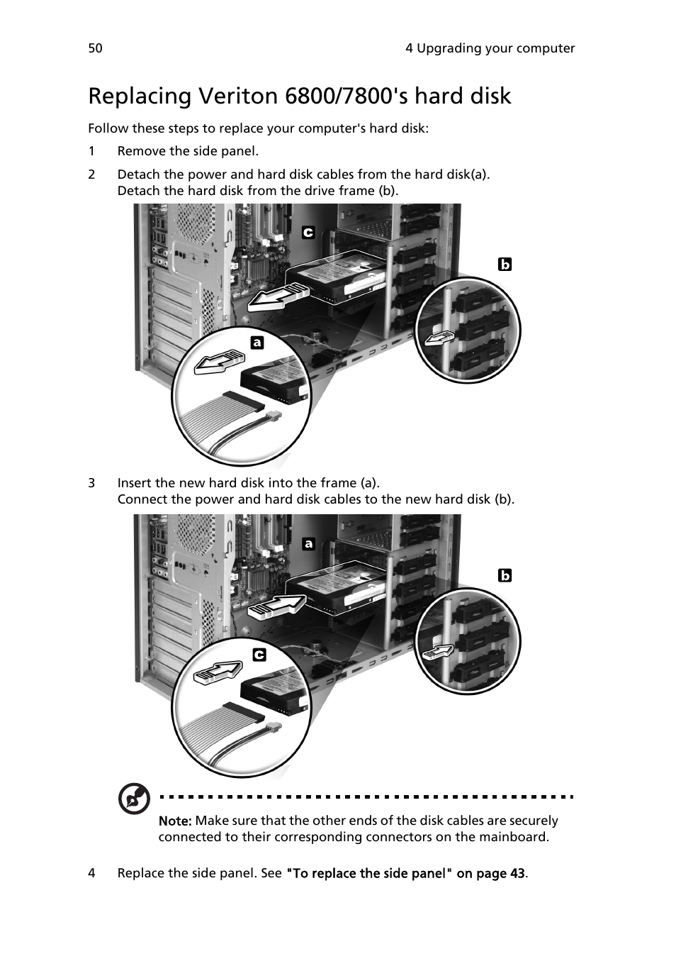 Replacing veriton 6800/7800's hard disk | Acer 6800 Series User Manual | Page 56 / 96