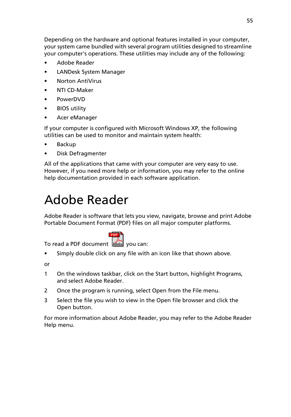 Adobe reader | Acer 6800 Series User Manual | Page 61 / 96