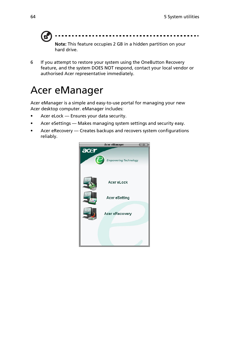 Acer emanager | Acer 6800 Series User Manual | Page 70 / 96