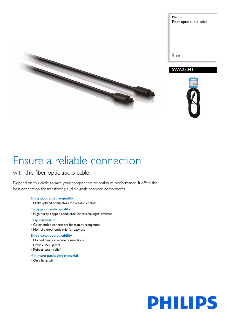 Philips Câble audio fibre optique User Manual | 2 pages