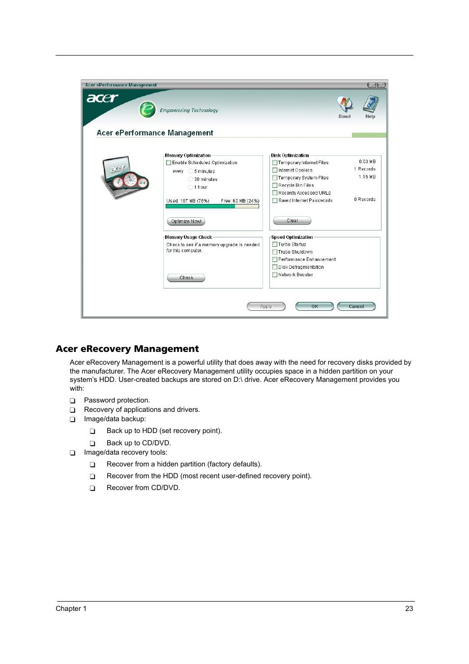 Acer erecovery management | Acer 5540 User Manual | Page 29 / 112