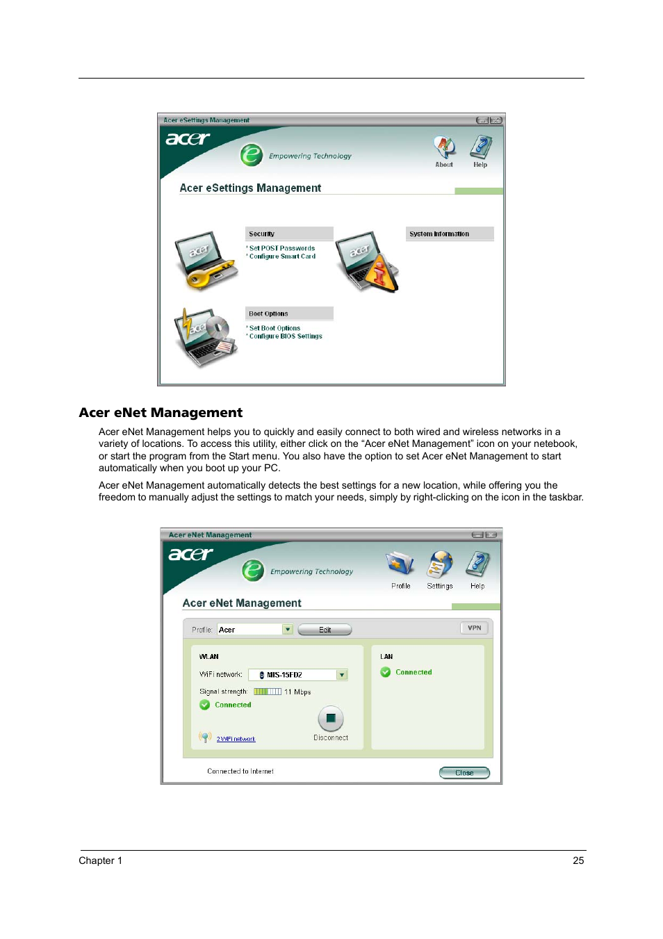 Acer enet management | Acer 5540 User Manual | Page 31 / 112