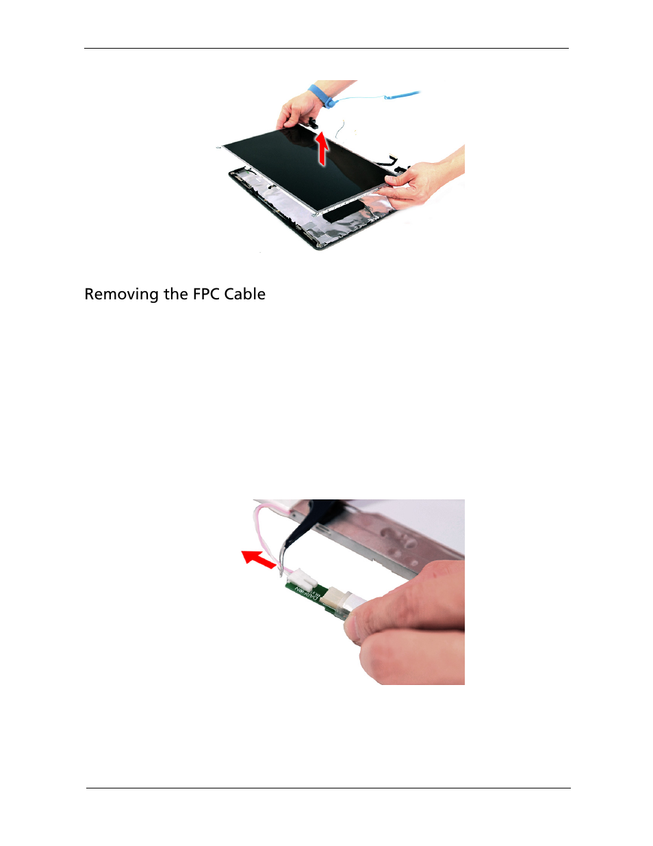 Removing the fpc cable | Acer 5530 User Manual | Page 107 / 176