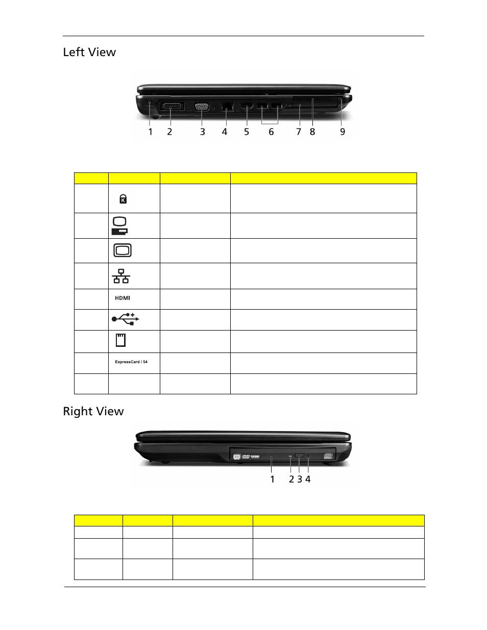 Left view right view | Acer 5530 User Manual | Page 17 / 176