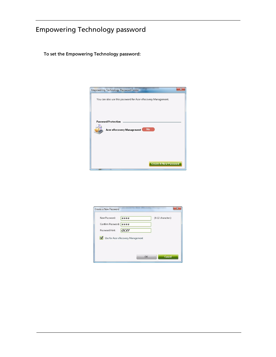 Empowering technology password | Acer 5530 User Manual | Page 29 / 176