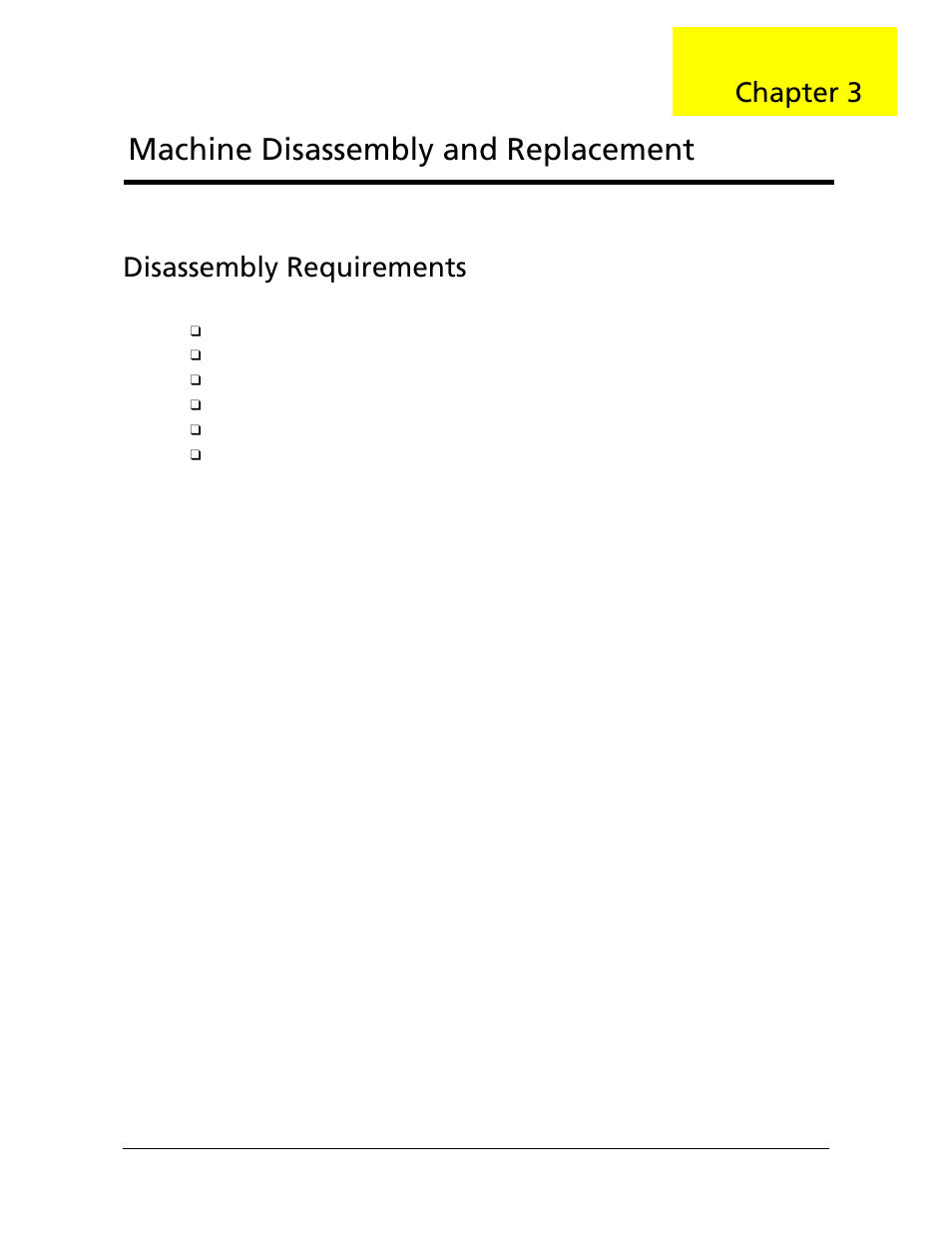 Machine disassembly and replacement, Disassembly requirements, Chapter 3 | Acer 5530 User Manual | Page 63 / 176
