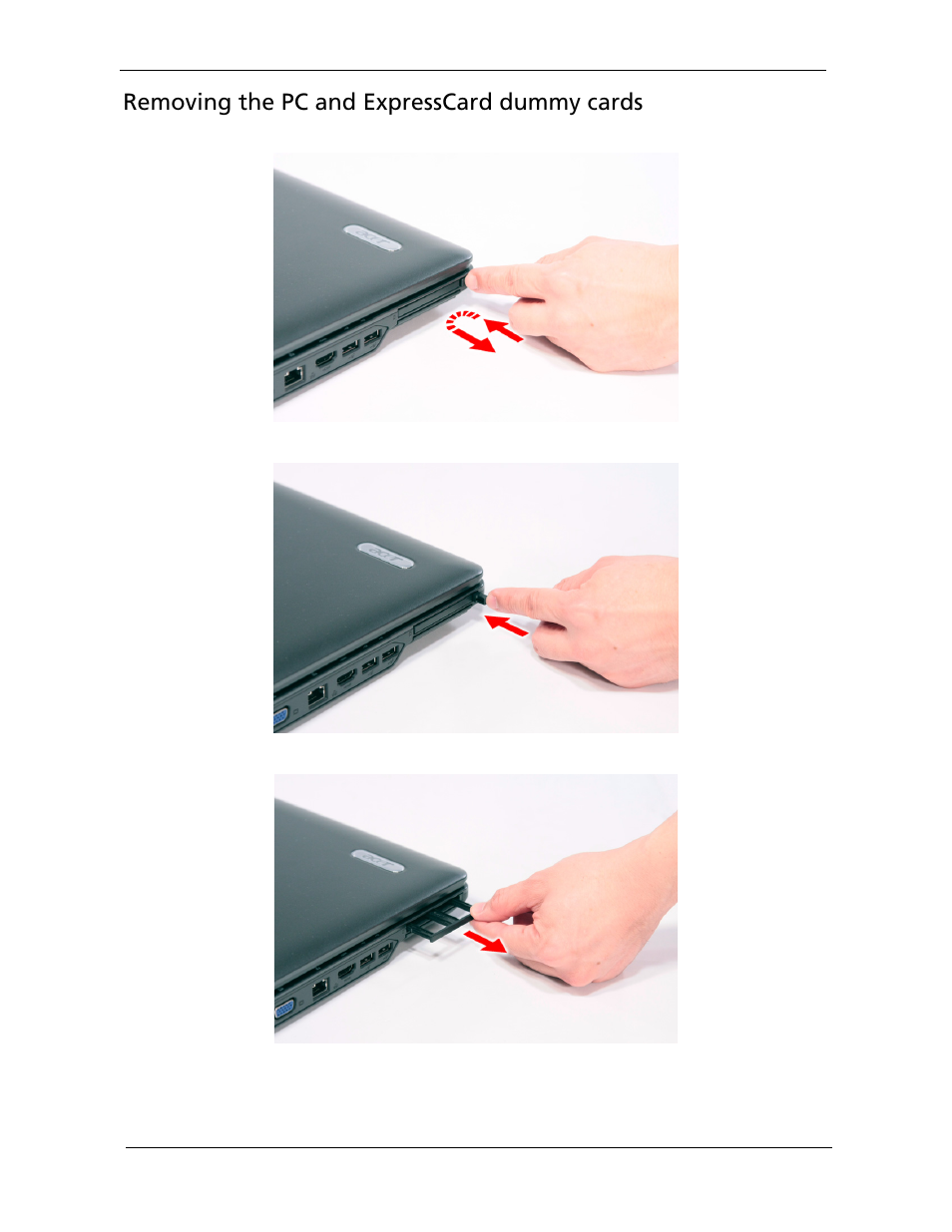 Removing the pc and expresscard dummy cards | Acer 5530 User Manual | Page 68 / 176