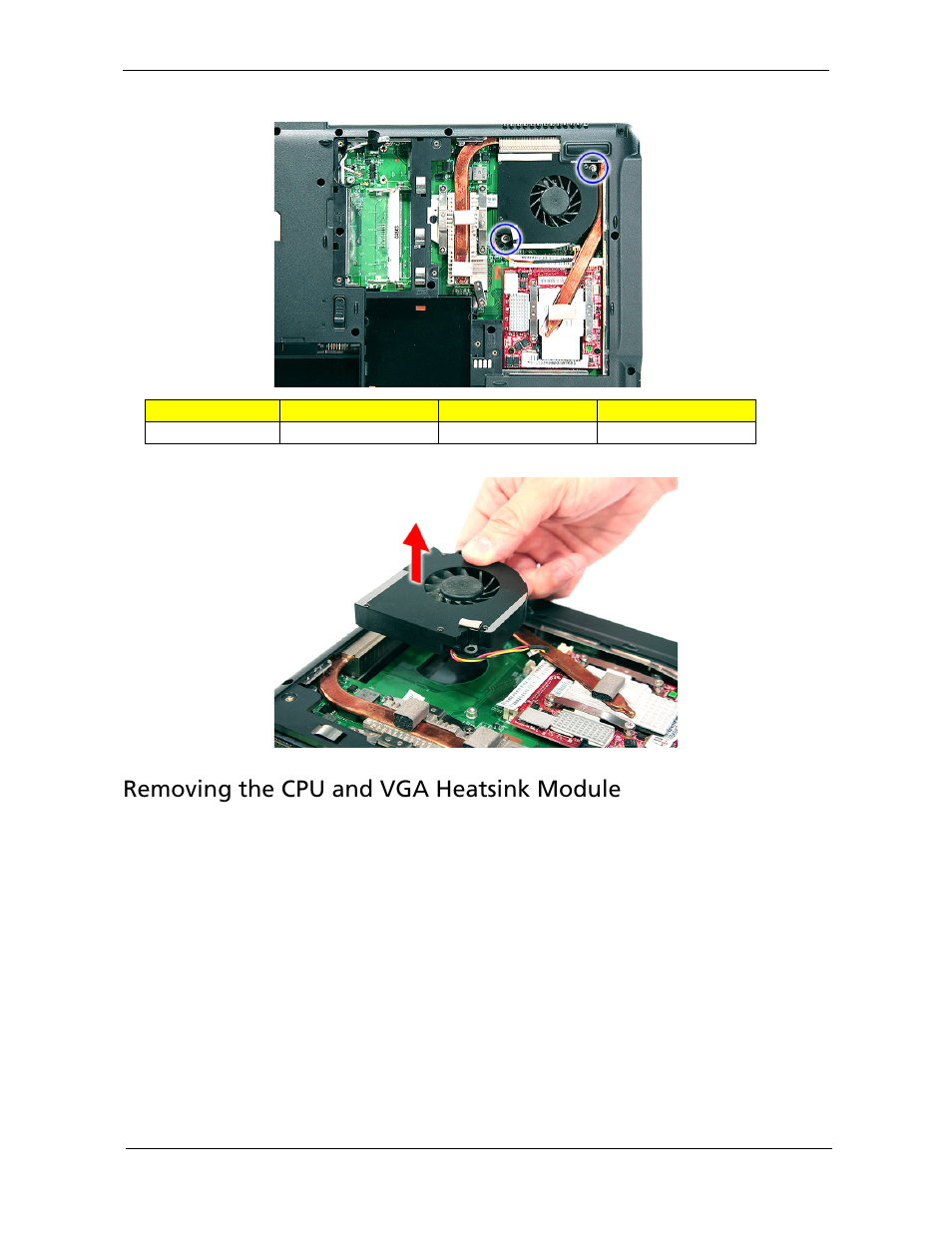 Removing the cpu and vga heatsink module | Acer 5530 User Manual | Page 83 / 176