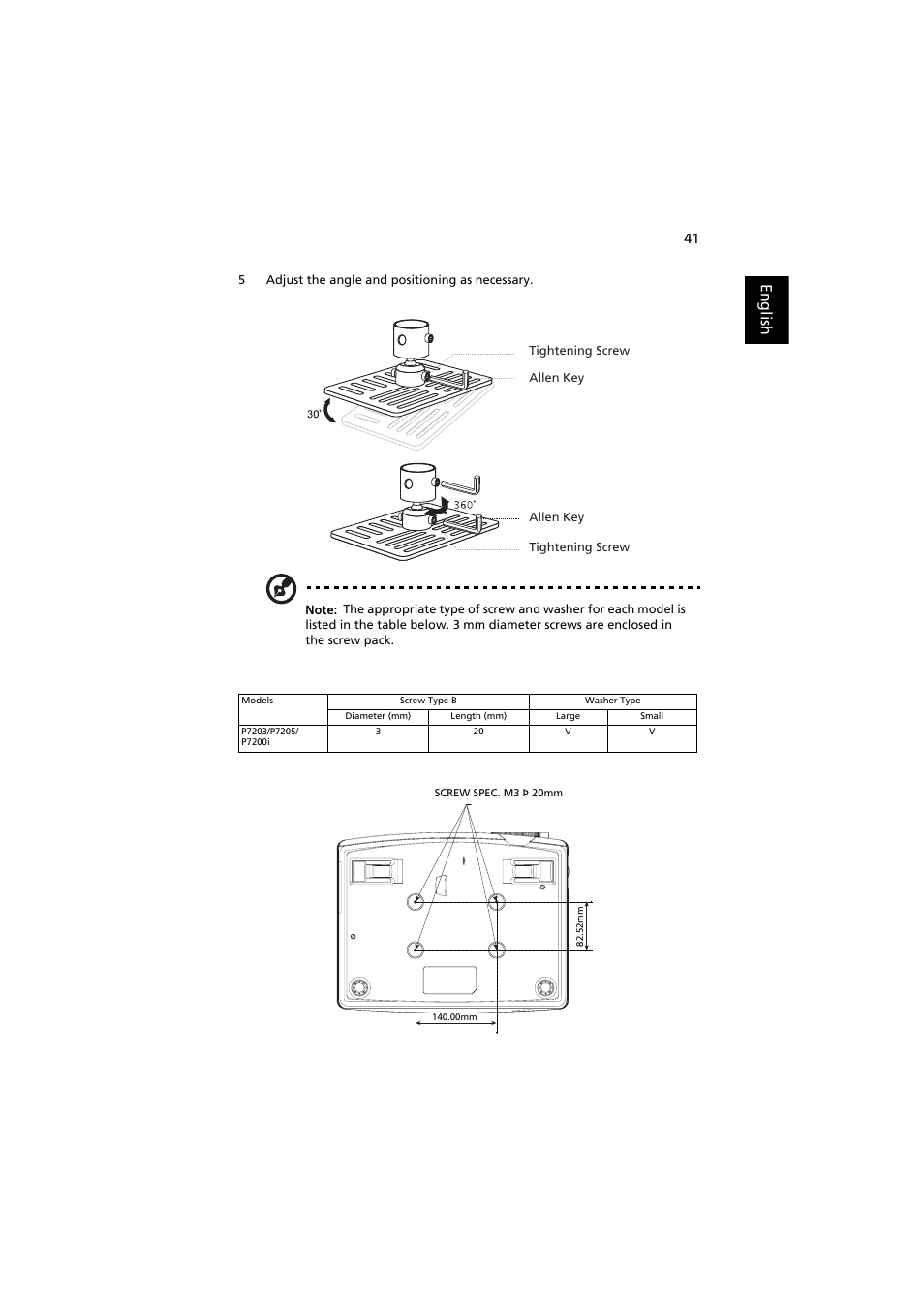 English | Acer PROJECTOR P7203 User Manual | Page 51 / 62