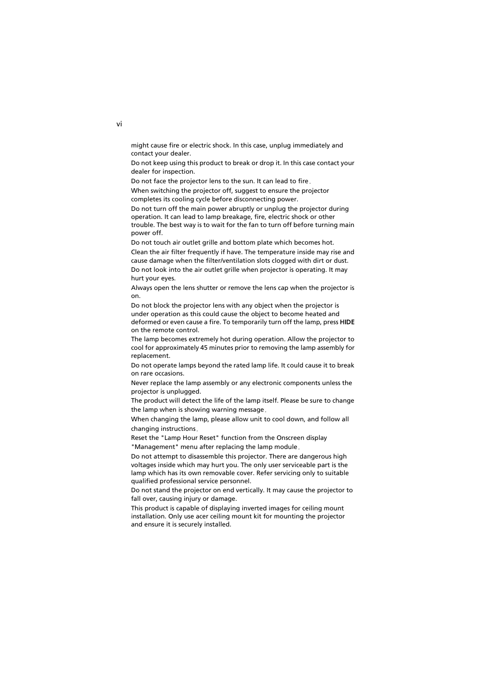 Acer PROJECTOR P7203 User Manual | Page 6 / 62