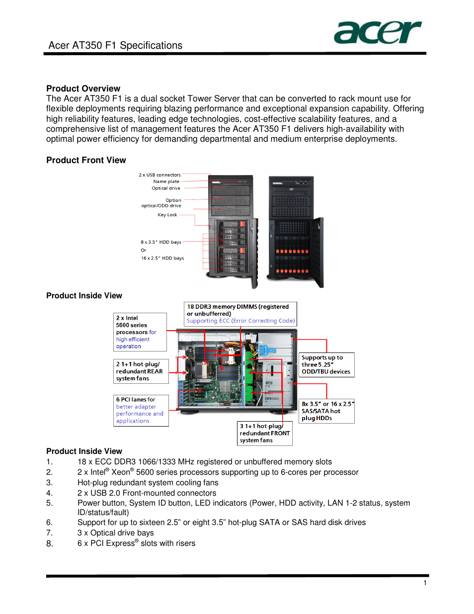 Acer AT350 User Manual | 23 pages