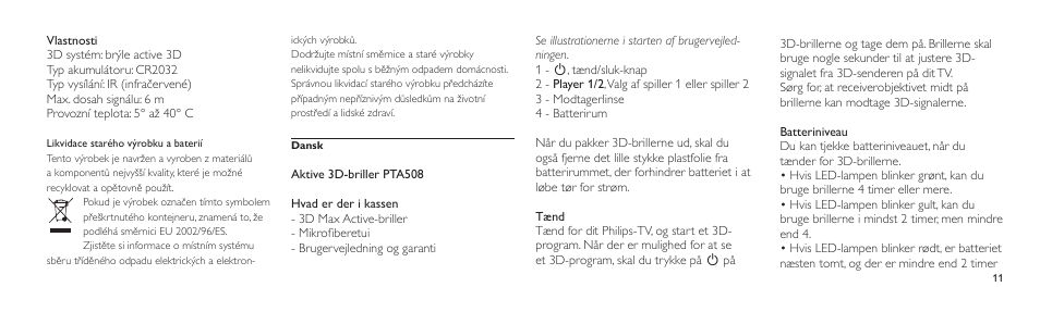 Philips Lunettes 3D Active User Manual | Page 11 / 88