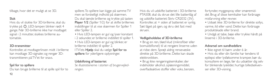 Philips Lunettes 3D Active User Manual | Page 12 / 88