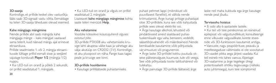 Philips Lunettes 3D Active User Manual | Page 20 / 88