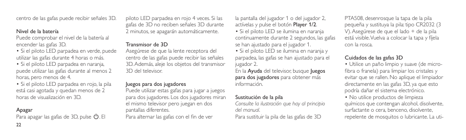 Philips Lunettes 3D Active User Manual | Page 22 / 88