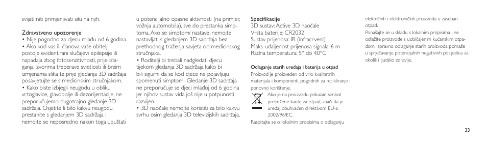 Philips Lunettes 3D Active User Manual | Page 33 / 88