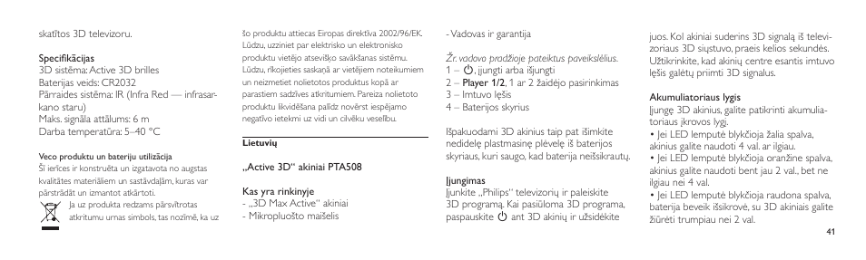 Philips Lunettes 3D Active User Manual | Page 41 / 88