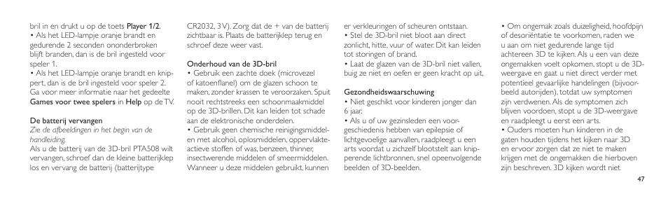 Philips Lunettes 3D Active User Manual | Page 47 / 88