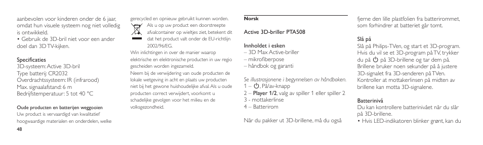 Philips Lunettes 3D Active User Manual | Page 48 / 88