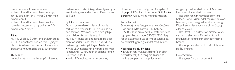 Philips Lunettes 3D Active User Manual | Page 49 / 88