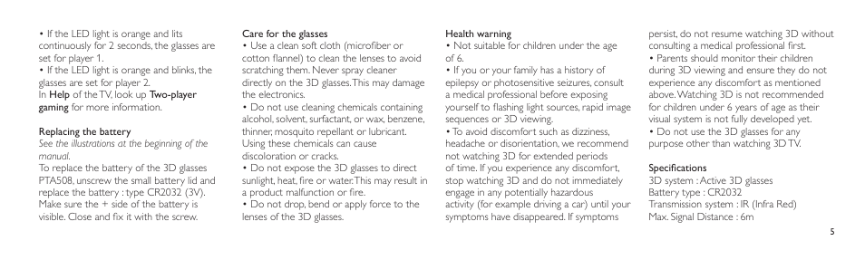 Philips Lunettes 3D Active User Manual | Page 5 / 88