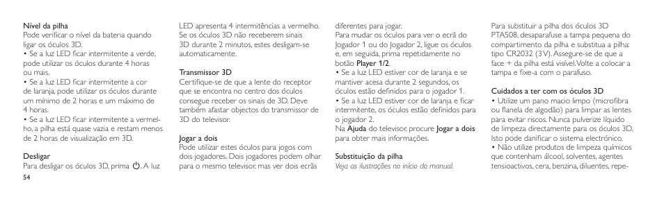 Philips Lunettes 3D Active User Manual | Page 54 / 88