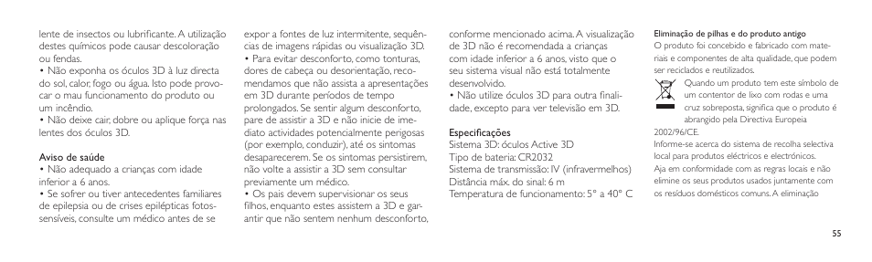 Philips Lunettes 3D Active User Manual | Page 55 / 88