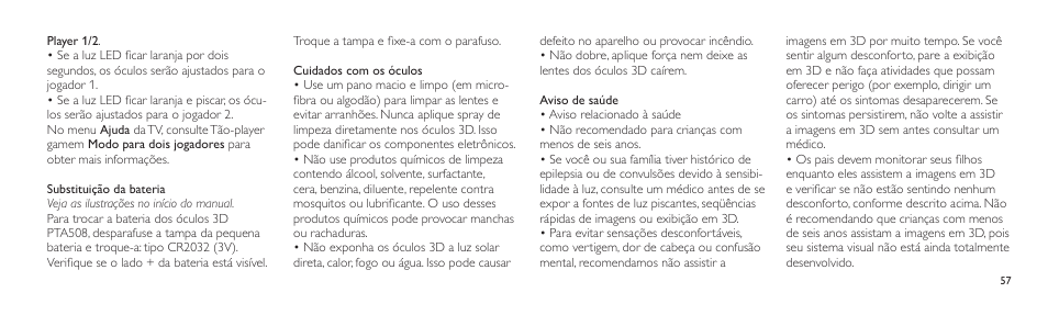 Philips Lunettes 3D Active User Manual | Page 57 / 88