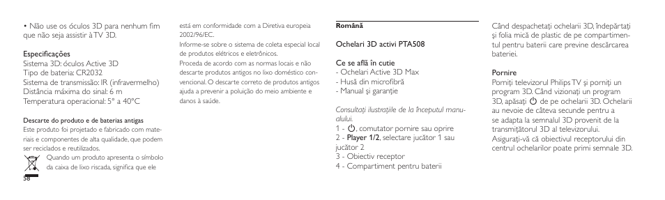Philips Lunettes 3D Active User Manual | Page 58 / 88