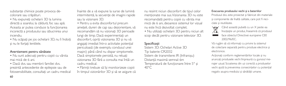 Philips Lunettes 3D Active User Manual | Page 60 / 88