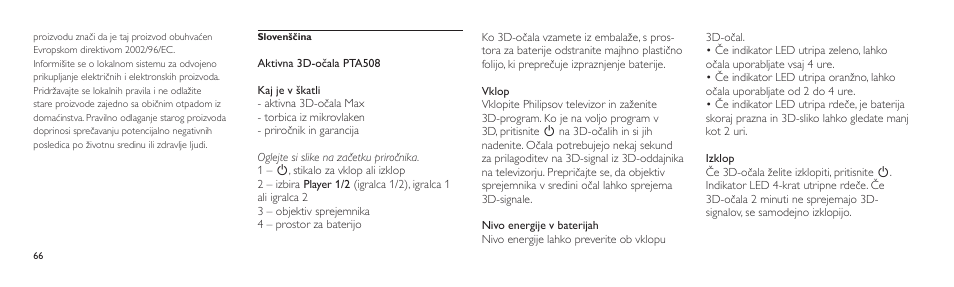 Philips Lunettes 3D Active User Manual | Page 66 / 88