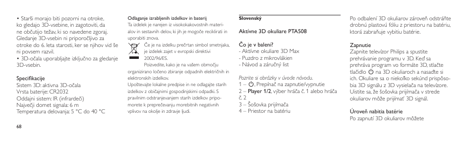 Philips Lunettes 3D Active User Manual | Page 68 / 88