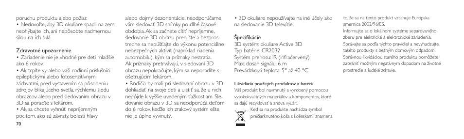 Philips Lunettes 3D Active User Manual | Page 70 / 88