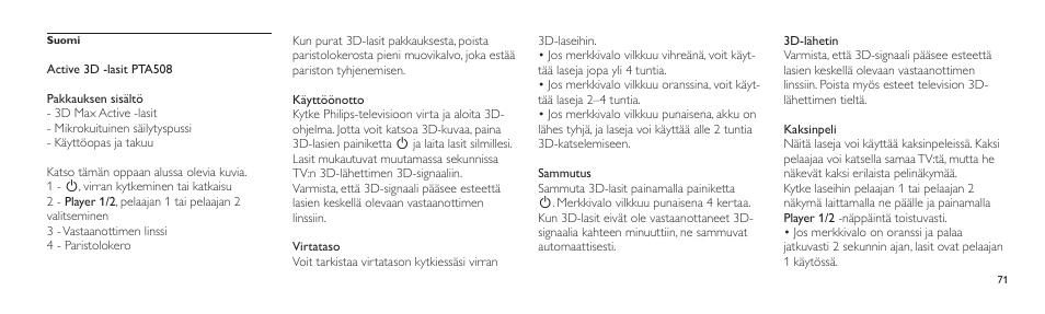 Philips Lunettes 3D Active User Manual | Page 71 / 88