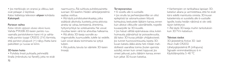 Philips Lunettes 3D Active User Manual | Page 72 / 88
