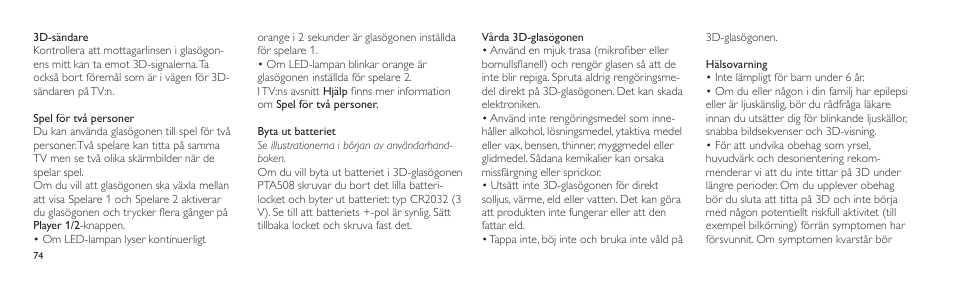 Philips Lunettes 3D Active User Manual | Page 74 / 88