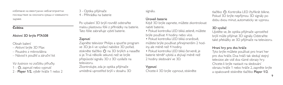 Philips Lunettes 3D Active User Manual | Page 9 / 88