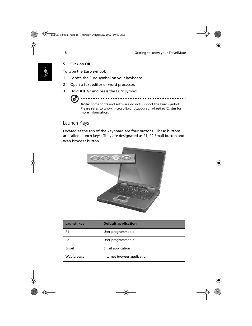 Launch keys | Acer 420 series User Manual | Page 26 / 78
