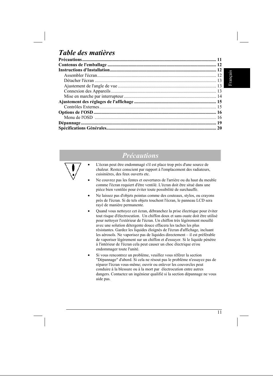 Acer AL2021 User Manual | Page 11 / 130