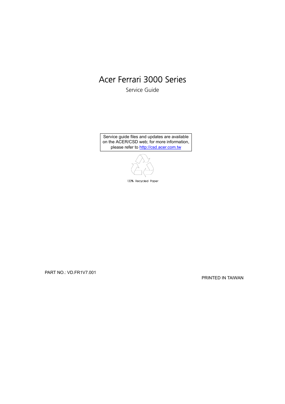 Acer 3000 User Manual | 109 pages