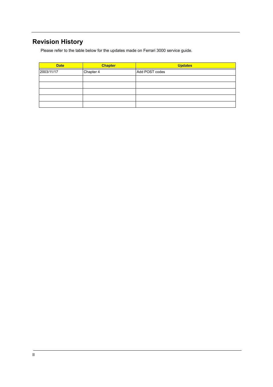 Revision history | Acer 3000 User Manual | Page 2 / 109