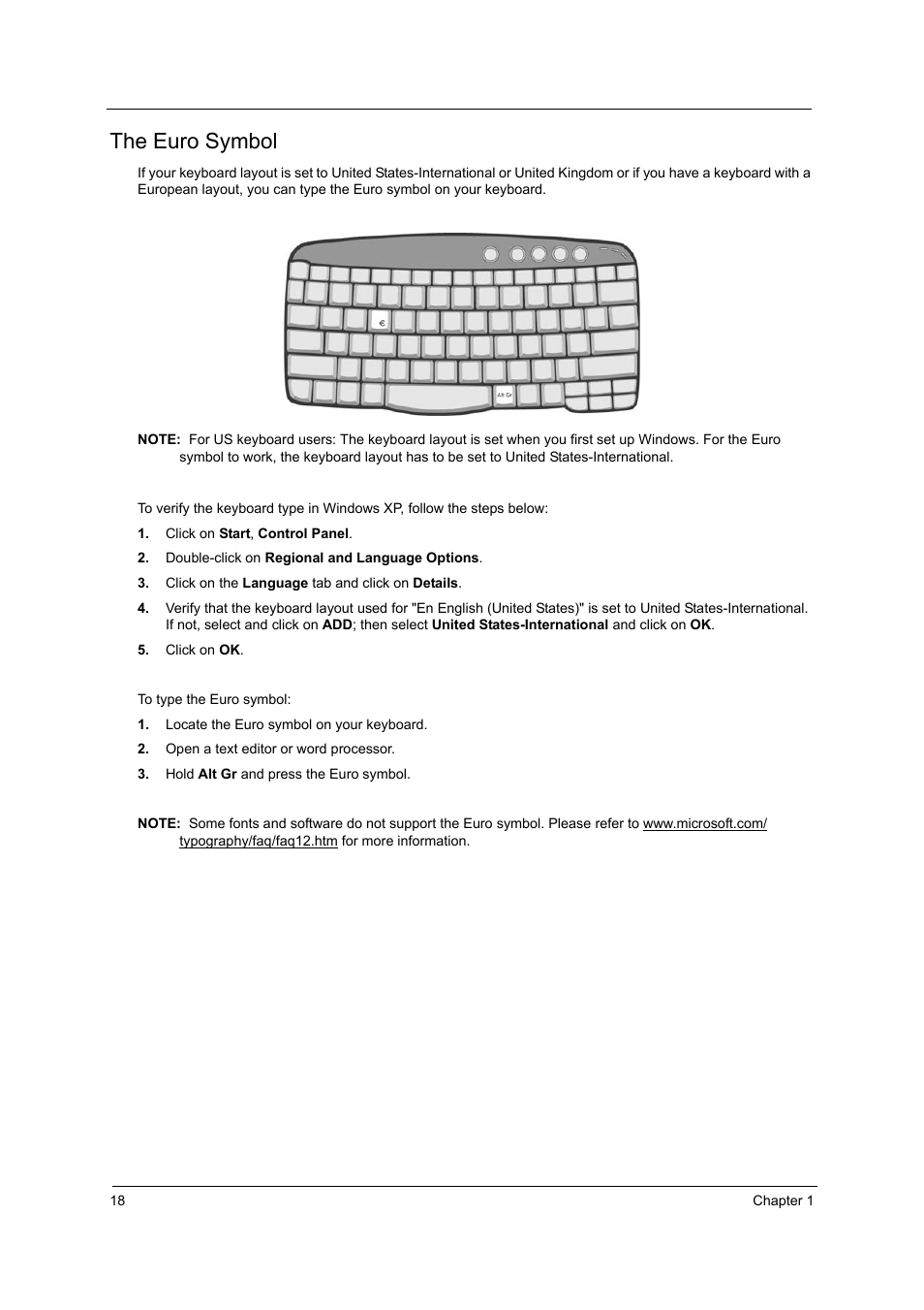 The euro symbol | Acer 3000 User Manual | Page 26 / 109
