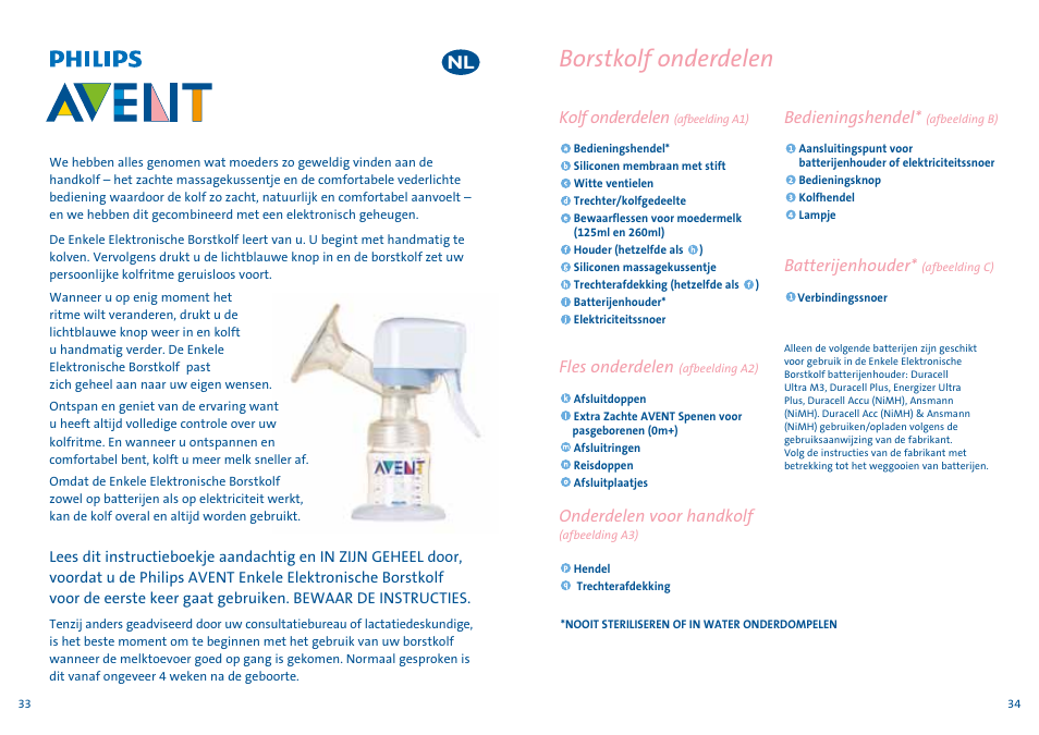 Borstkolf onderdelen | Philips AVENT Tire-lait électronique User Manual | Page 17 / 29