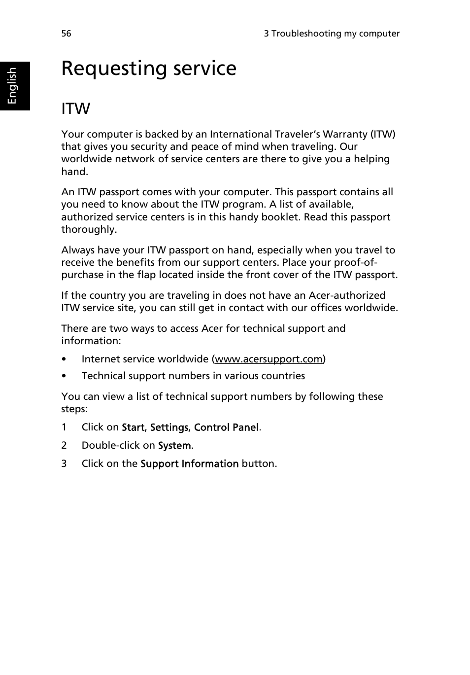 Requesting service | Acer 3200 Series User Manual | Page 64 / 90