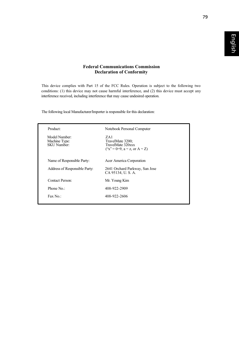 Eng lish eng lis h | Acer 3200 Series User Manual | Page 87 / 90
