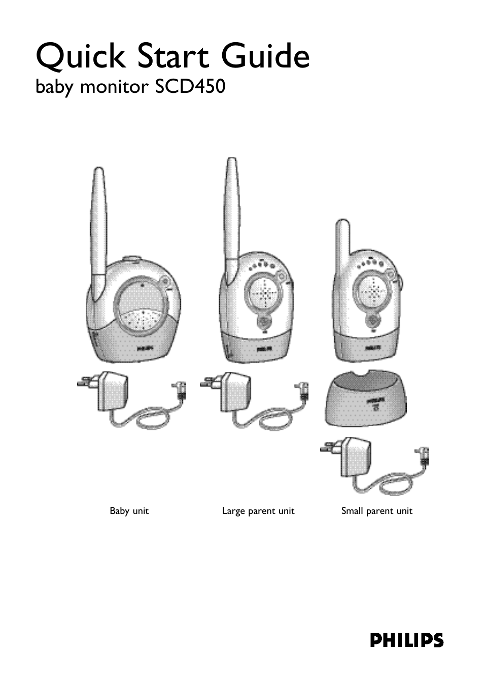 Quick start guide, Baby monitor scd450 | Philips Écoute-bébé familial User Manual | Page 2 / 4