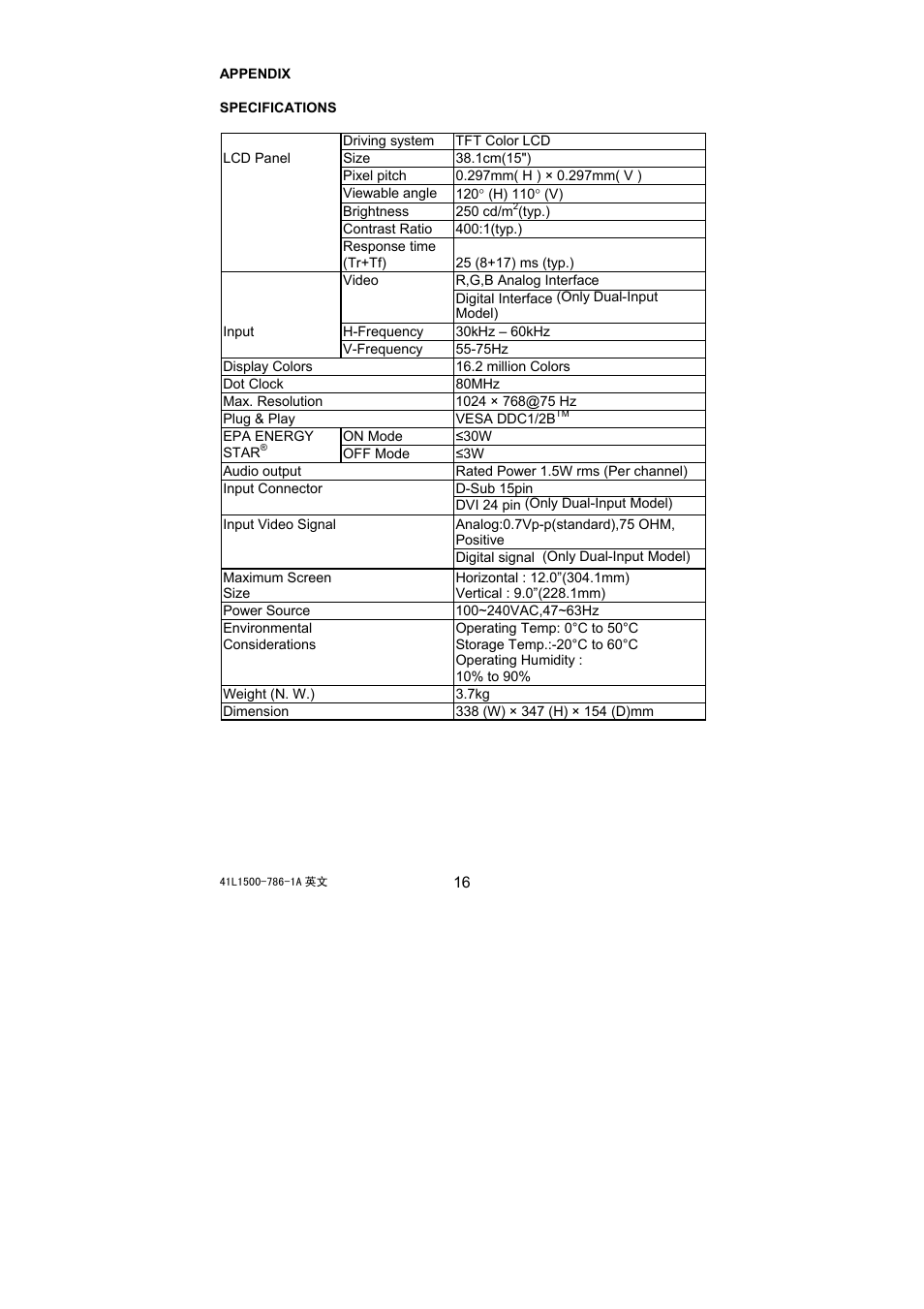 Acer 41L1500-786-1A User Manual | Page 17 / 20